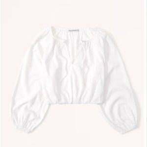 Abercrombie Long-Sleeve Linen-Blend Peasant Top (size M)